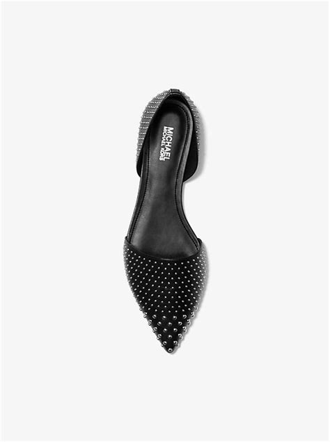 michael michael kors mila studded leather d'orsay flat|Michael Kors Women’s Mila D'orsay Leather Snake skin Pointed .